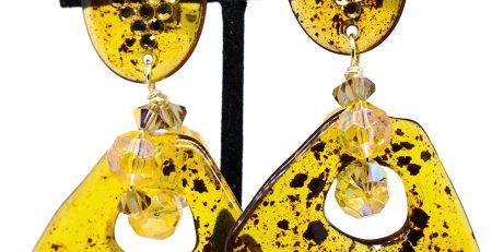 Amber dangle clip on earring