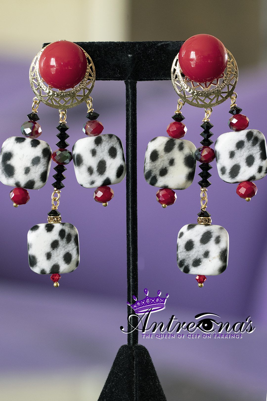 Image Comfortable Red Clip On Earrings