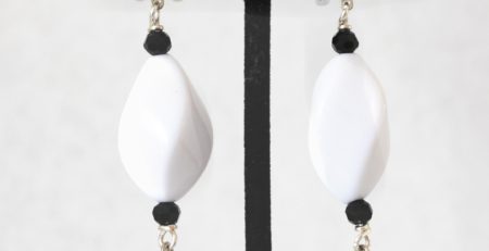 Black white clip on earrings