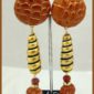 croc print gold dangle clip on earrings