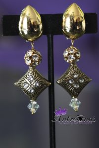 Antique gold clip on earring