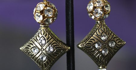 Antique gold clip on earring