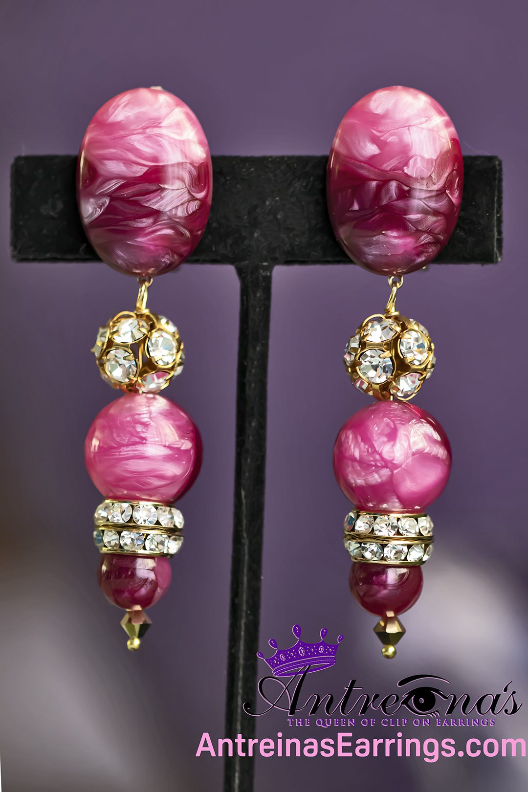 Pink clip on earrings
