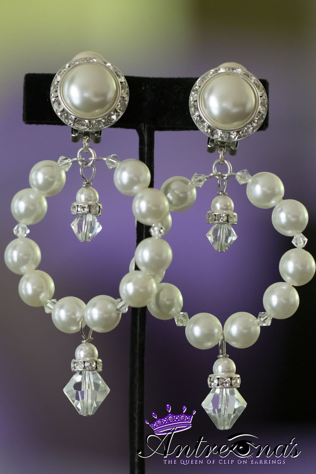 Un-pierced pearl hoop comfy earrings.