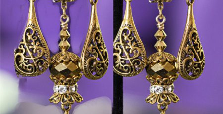 Gold dangling clip on earring