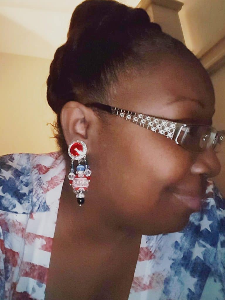 Red white blue clip on earring