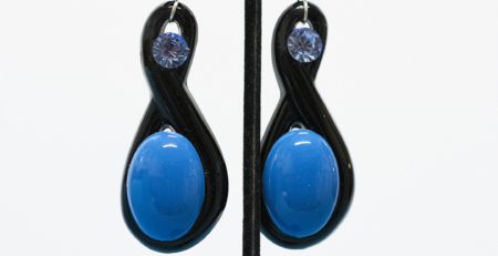 Image Blue Black Clip earrings