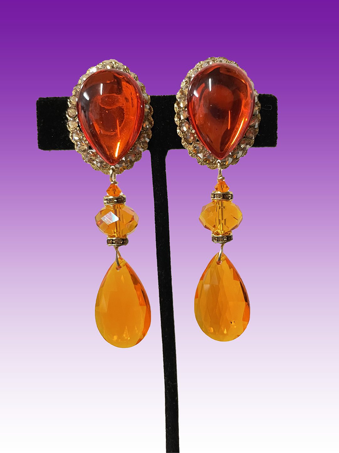 Clip-on-earings Lillian Orange Earrings