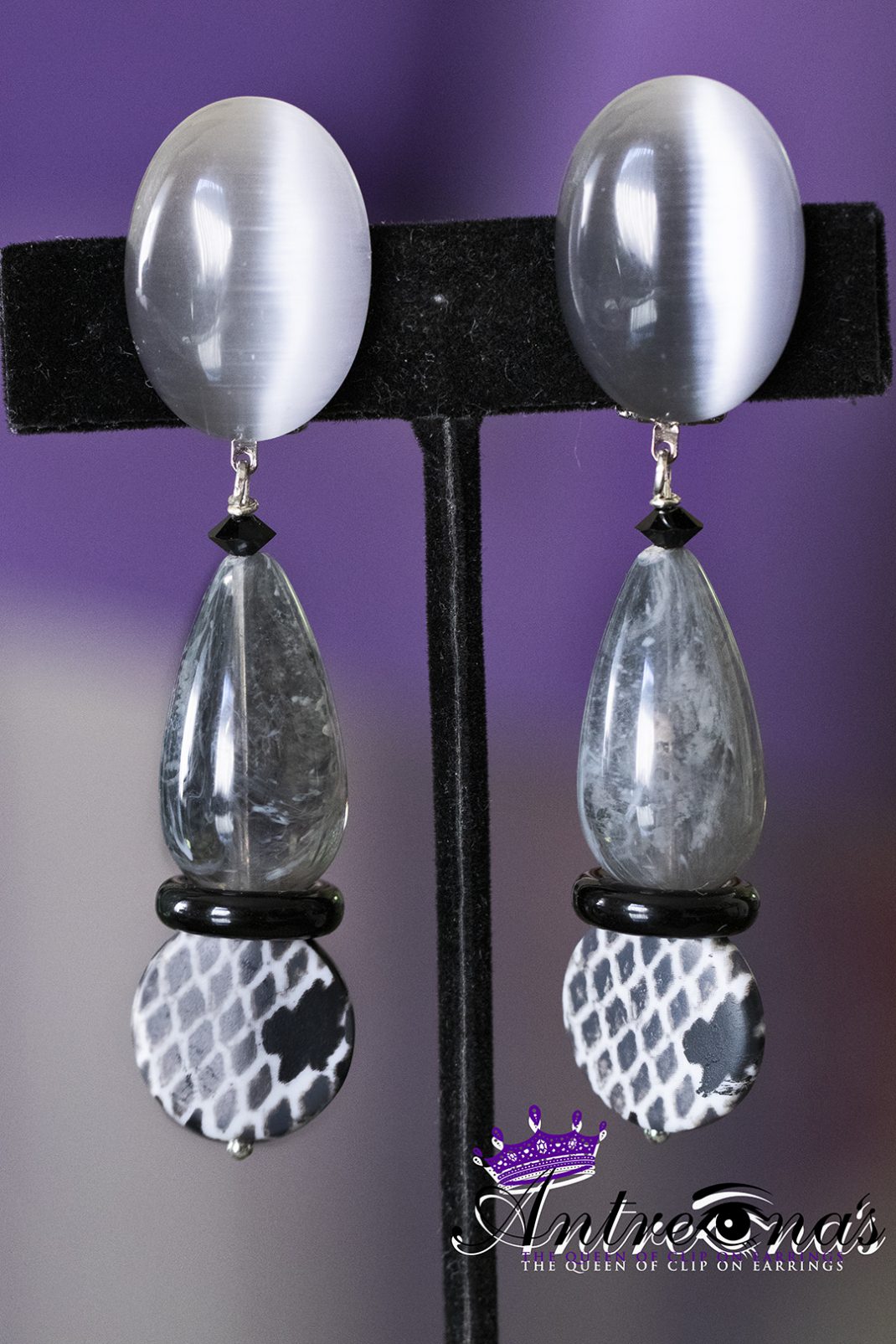 grey clip earrings