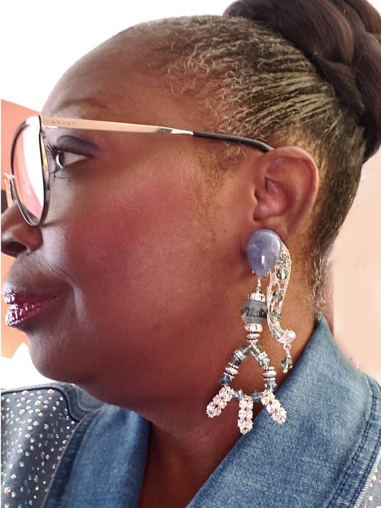 Real customer wearing Antreina's Earrings