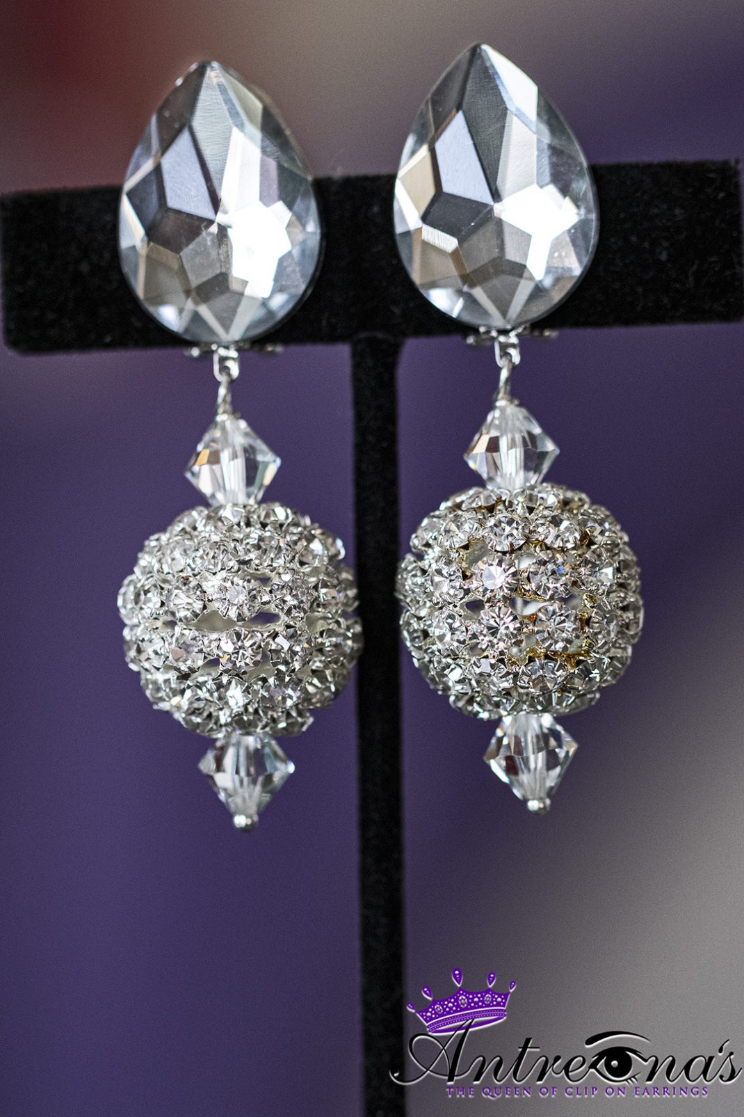 Crystal clip on earrings