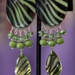 Green tiger clip on earrings