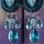 Teal aqua turquoise clip earring