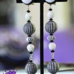 Black white clip earrings