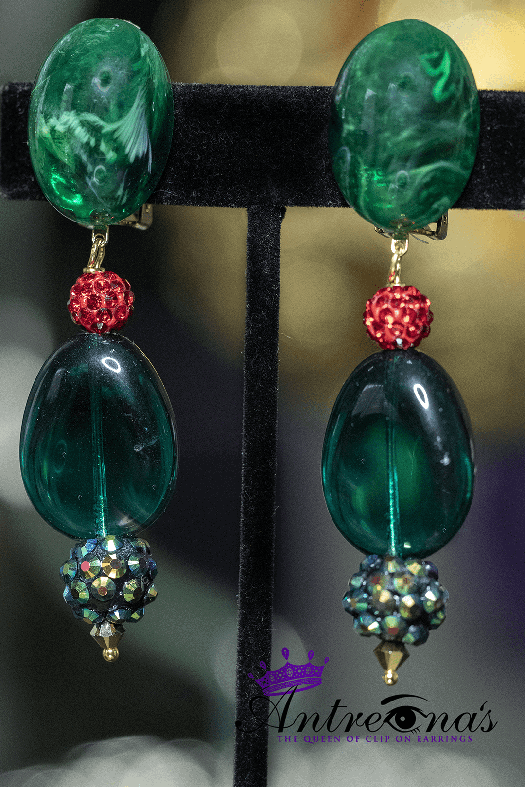 Emerald Red Clip On Earrings Antreina's Lightweight Painless Comfortable Clip on Earrings