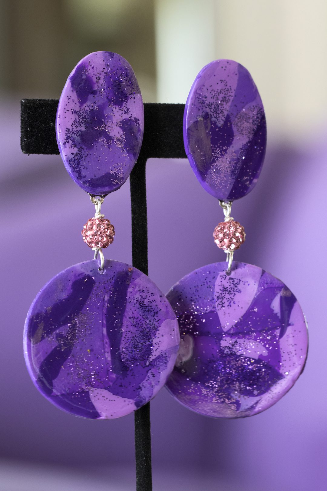 image purple clip on earrings