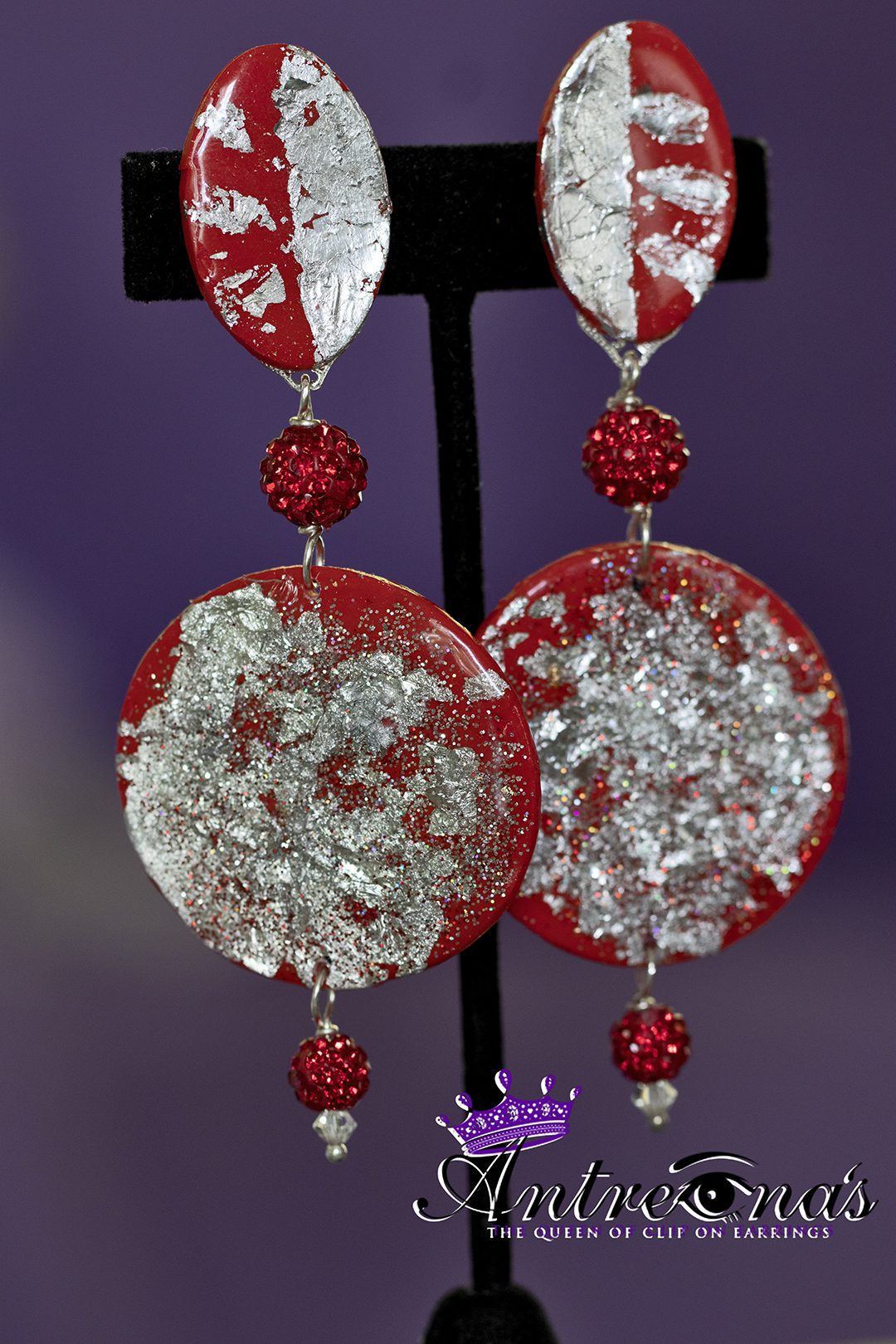 Earrings China Red Silver