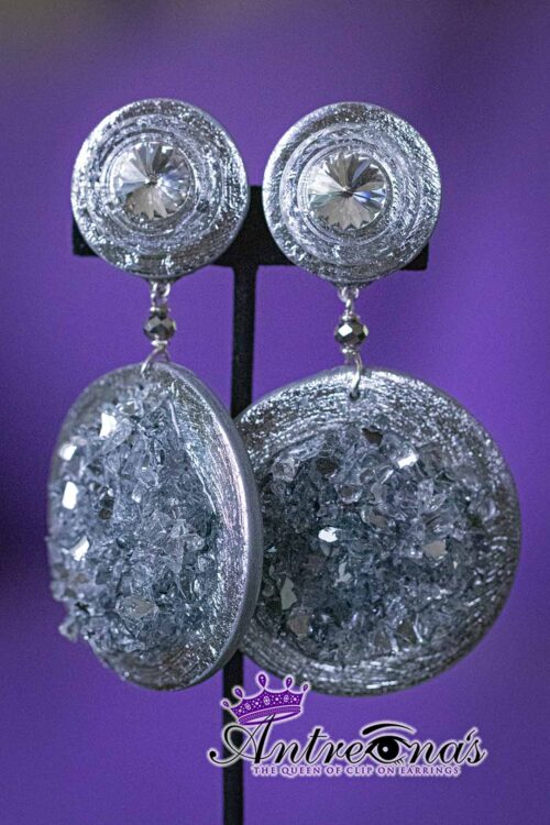 Large Fashion silver comfortable clip earringsLarge Fashion silver comfortable clip earrings