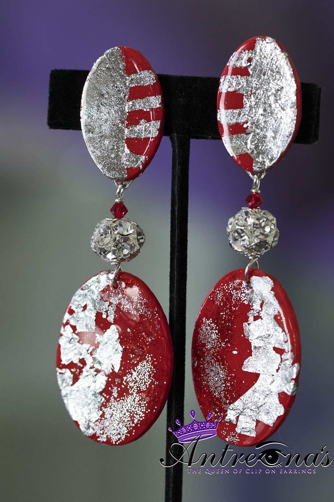Red clip on earrings