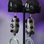Black mixed clip on earrings