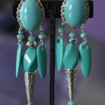 Green Turquoise clip earrings