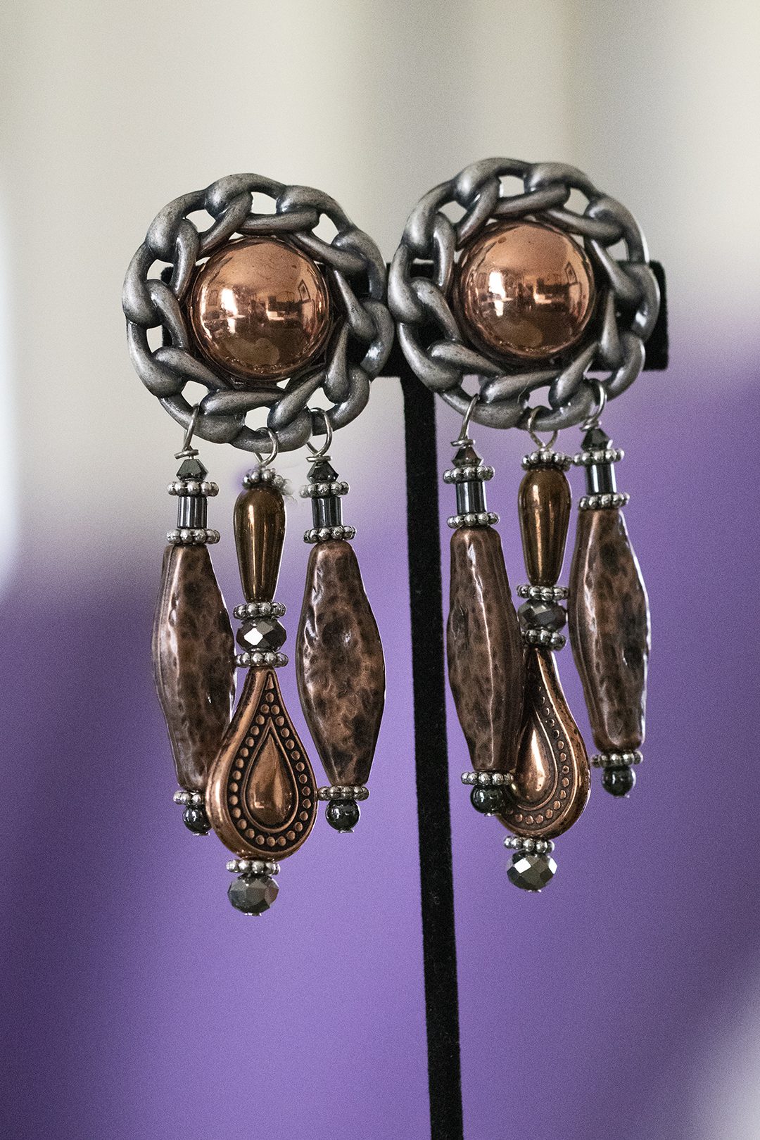 Copper Silver Earrings