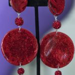 red dangle, clip-on, earrings