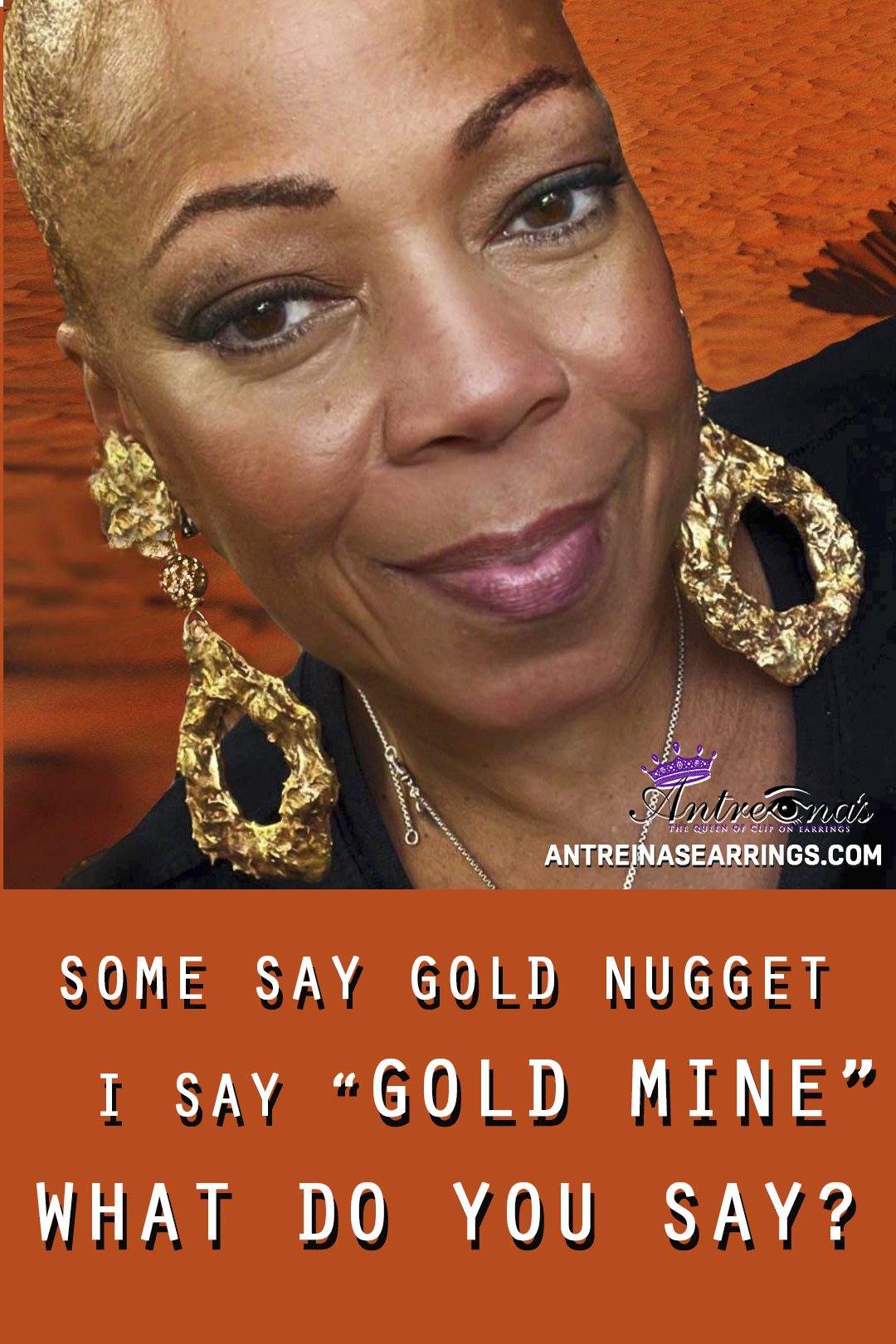 Image woman wearing gold clip on earrings