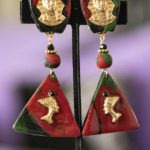 Image Red Black Green clip on earrings