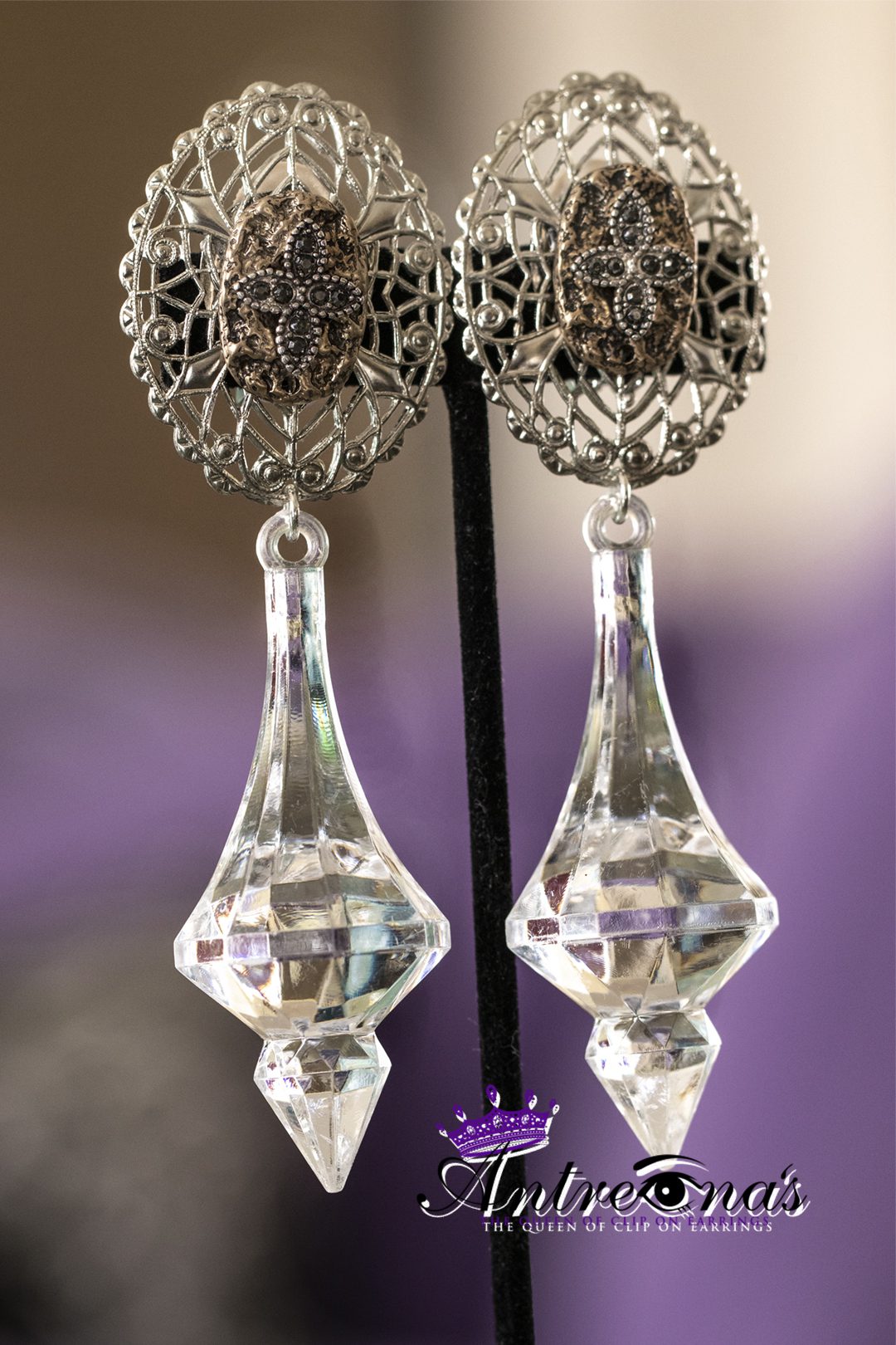 Image silver clip on earrings