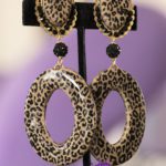 Image Leopard dangle clip on earrings.