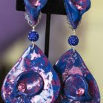 Image Rose, Sapphire dangle clip on earrings