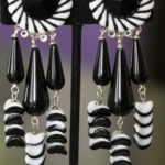 Image: Comfortable black white clip earrings