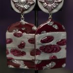 Image Burgundy Dangle clip earrings for women