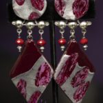 Antreina's wine dangle silver comfortable clip earrings.