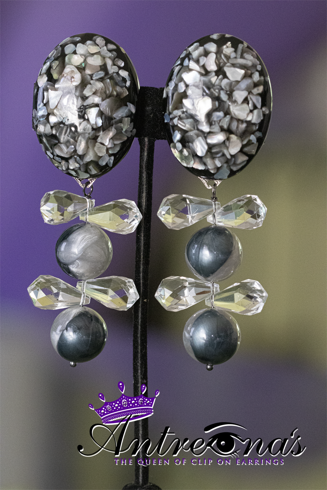 Grey comfortable clip on earrings