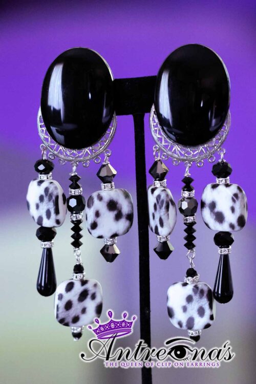 Comfortable-clip-earrings-pain-free Crystals/Jet Glass Beads/Cheetah Jewelry Findings/