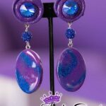 Comfortable pain less purple blue clip on earrings.