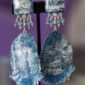 Lightweight painless comfortable clip on earrings created from manipulated denim fabric