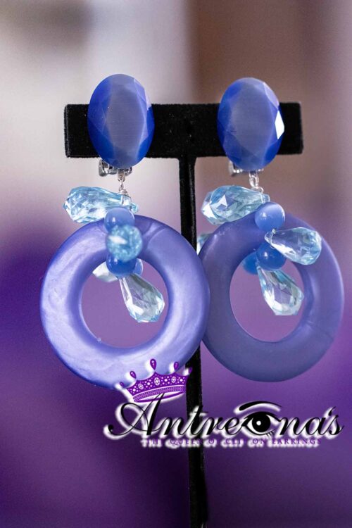 Handcrafted blue comfortable clip on earrings