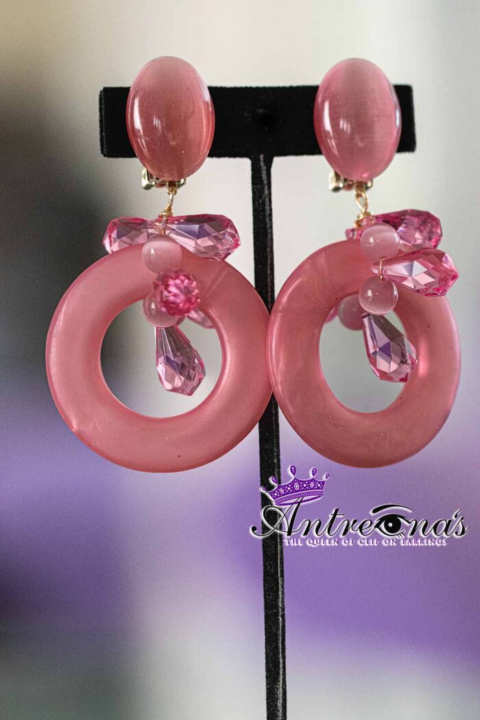 Handcrafted pink comfortable clip on earrings