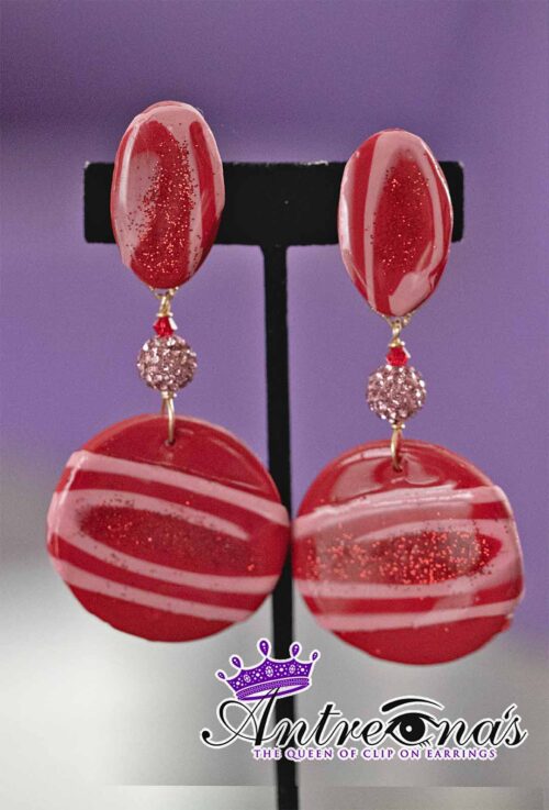 Red/Pink/Painless clip on earrings/Valentine's day colors