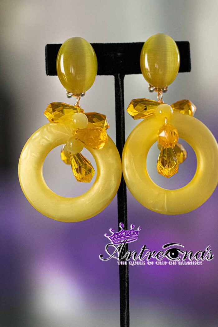 Handcrafted yellow comfortable clip on earrings