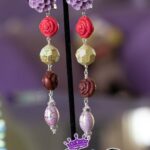 Lilac Long Rose drop comfortable clip on earrings.