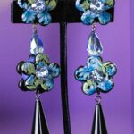 Blossom Blue five petal comfortable clip on earrings.