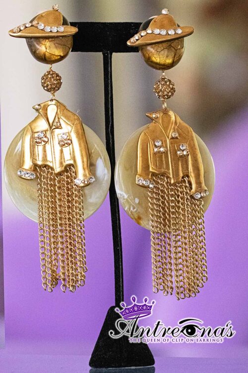 Cowgirl fringe westen clip on earrings.
