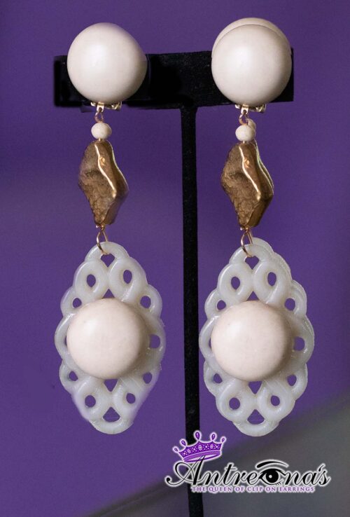 Pair of clip-on earrings designed to evoke a sense of elegance and confidence