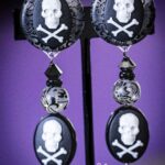 Veil of the Fearless skull comfortable clip-on earrings.