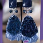 Denim blue fringe fearless clip on earrings.