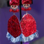 Denim Sizzling Red Clip Earrings are a bold expression of contrast and texture